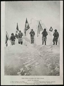 Image of Men and Flags at the North Pole
